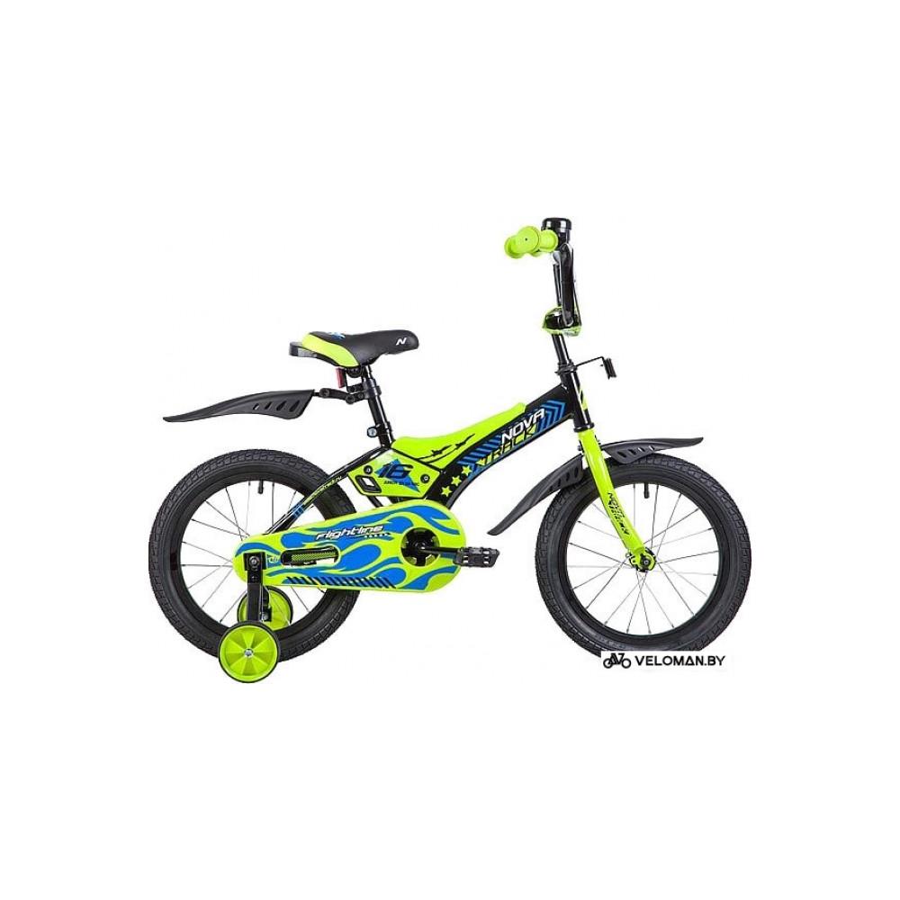 Детский велосипед Novatrack Flightline 16 (черный/зеленый, 2019)