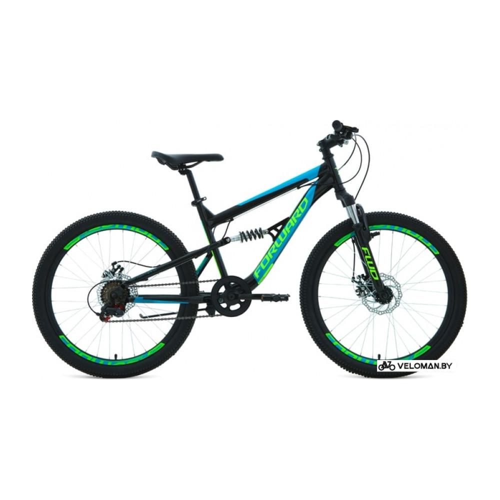 Велосипед Forward Raptor 24 2.0 disc 2021 (черный/голубой)
