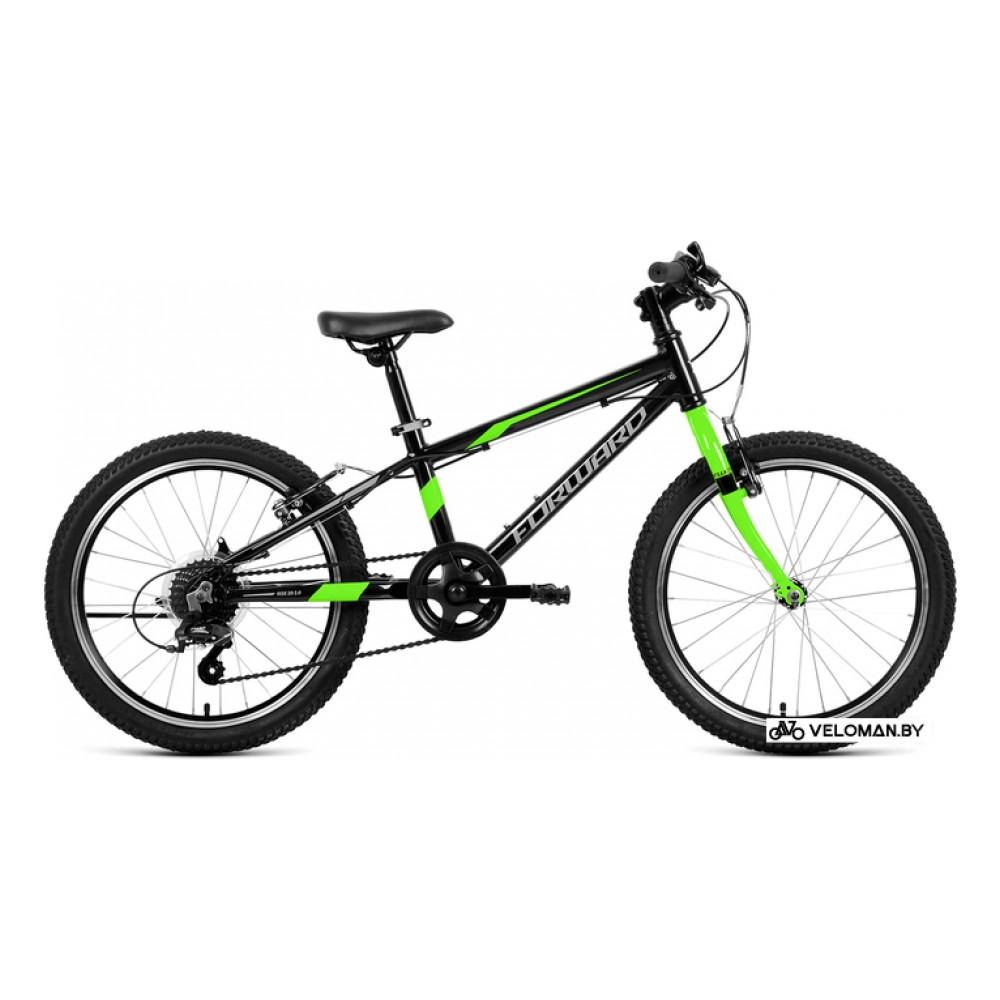 Детский велосипед Forward Rise 20 2.0 2022 (черный/ярко-зеленый)