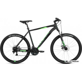 Велосипед горный Forward Apache 27.5 2.2 D р.21 2022 (черный матовый/светло-зеленый)