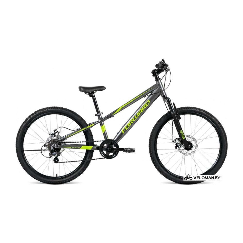 Велосипед горный Forward Rise 24 2.0 D 2022 (серый/зеленый)