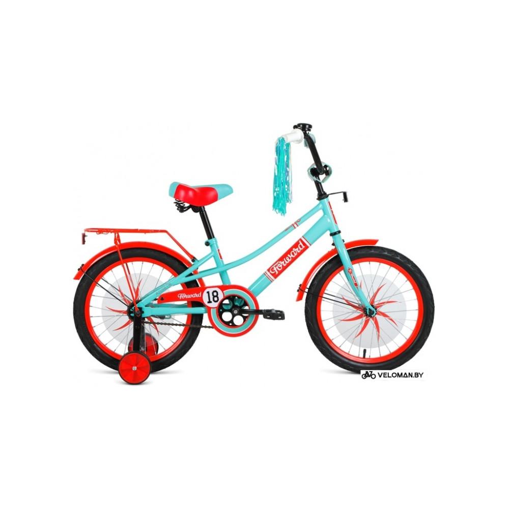 Детский велосипед Forward Azure 18 2021 (голубой/красный)