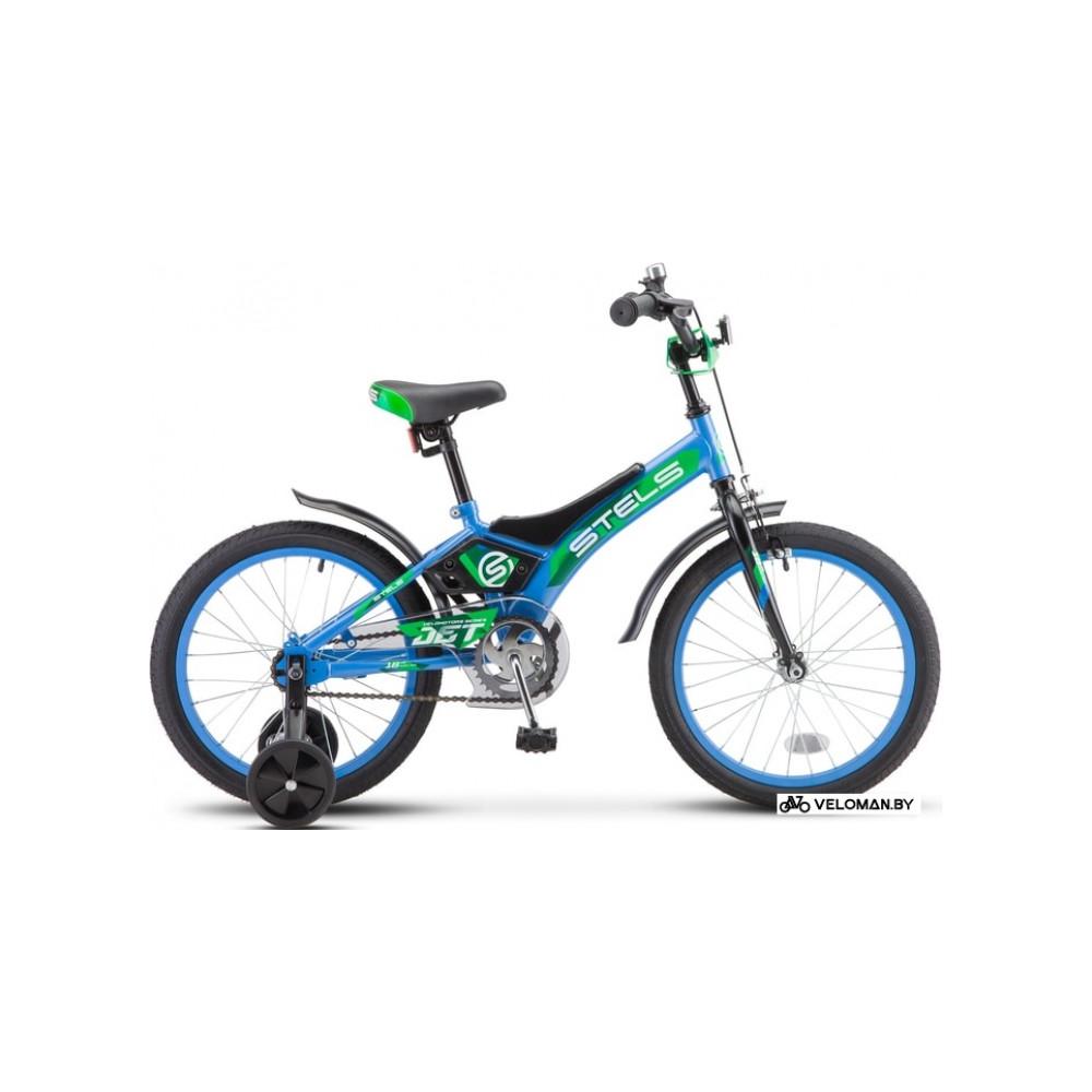 Детский велосипед Stels Jet 18 Z010 2020 (голубой/зеленый)