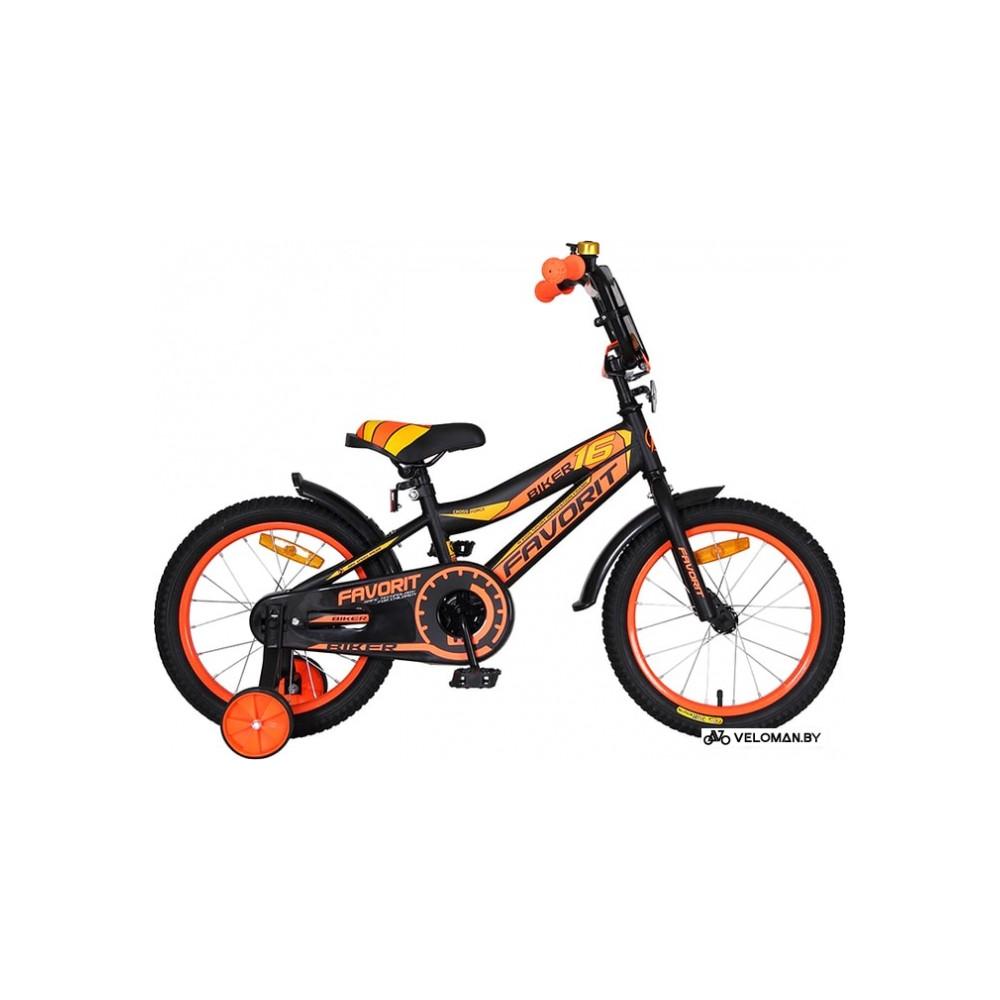 Детский велосипед Favorit Biker 16 2020 (черный/оранжевый)
