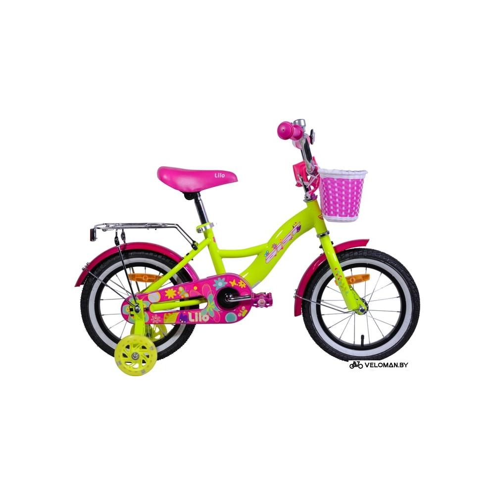 Детский велосипед AIST Lilo 14 (лимонный/розовый, 2020)