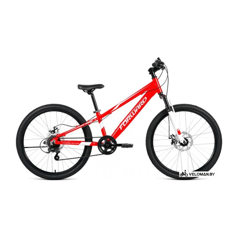 Велосипед горный Forward Rise 24 2.0 disc 2021 (красный/белый)