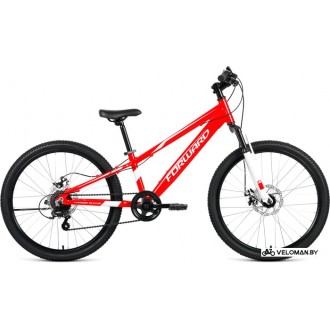 Велосипед горный Forward Rise 24 2.0 disc 2021 (красный/белый)