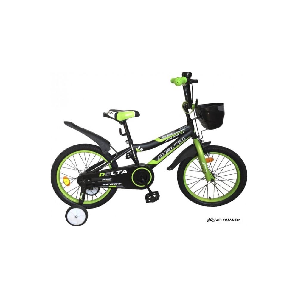 Детский велосипед Delta Sport 18 (черный/зеленый, 2019)