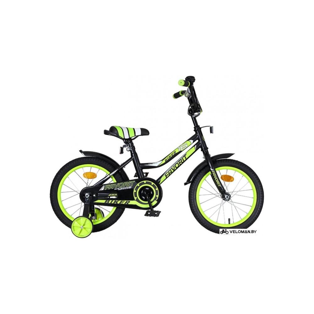 Детский велосипед Favorit Biker 16 2021 (черный/салатовый)