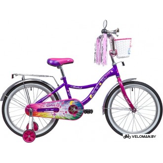 Детский велосипед Novatrack Little Girlzz 20 (фиолетовый/сиреневый, 2019)