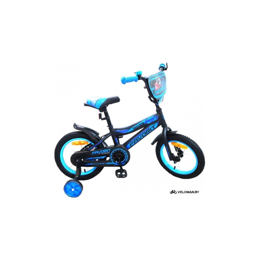 Детский велосипед Favorit Biker 14 (черный/синий, 2019)