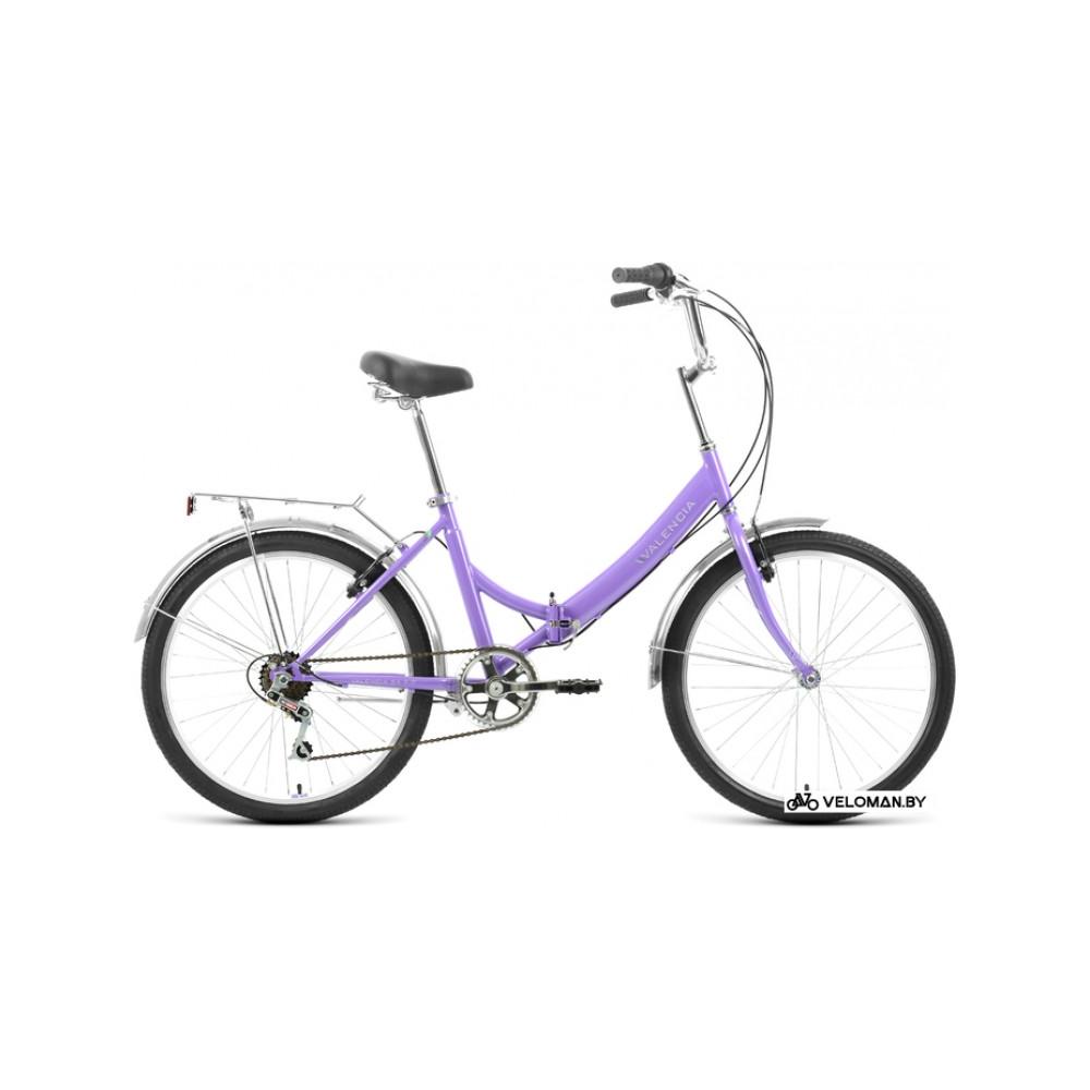 Велосипед городской Forward Valencia 24 2.0 2022 (фиолетовый/зеленый)