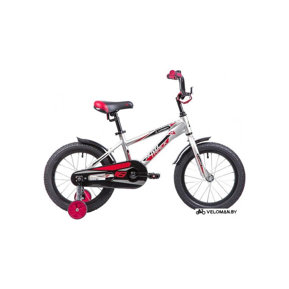 Детский велосипед Novatrack Lumen 16 (серебристый/красный, 2019)
