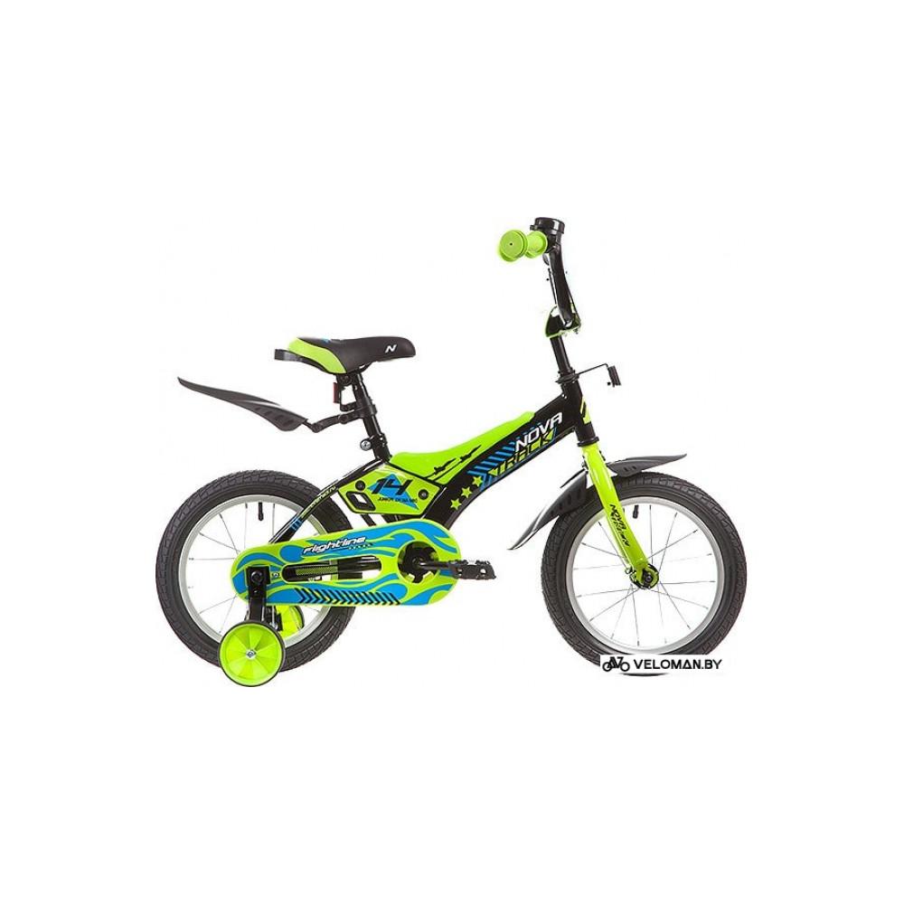 Детский велосипед Novatrack Flightline 14 (черный/зеленый, 2019)