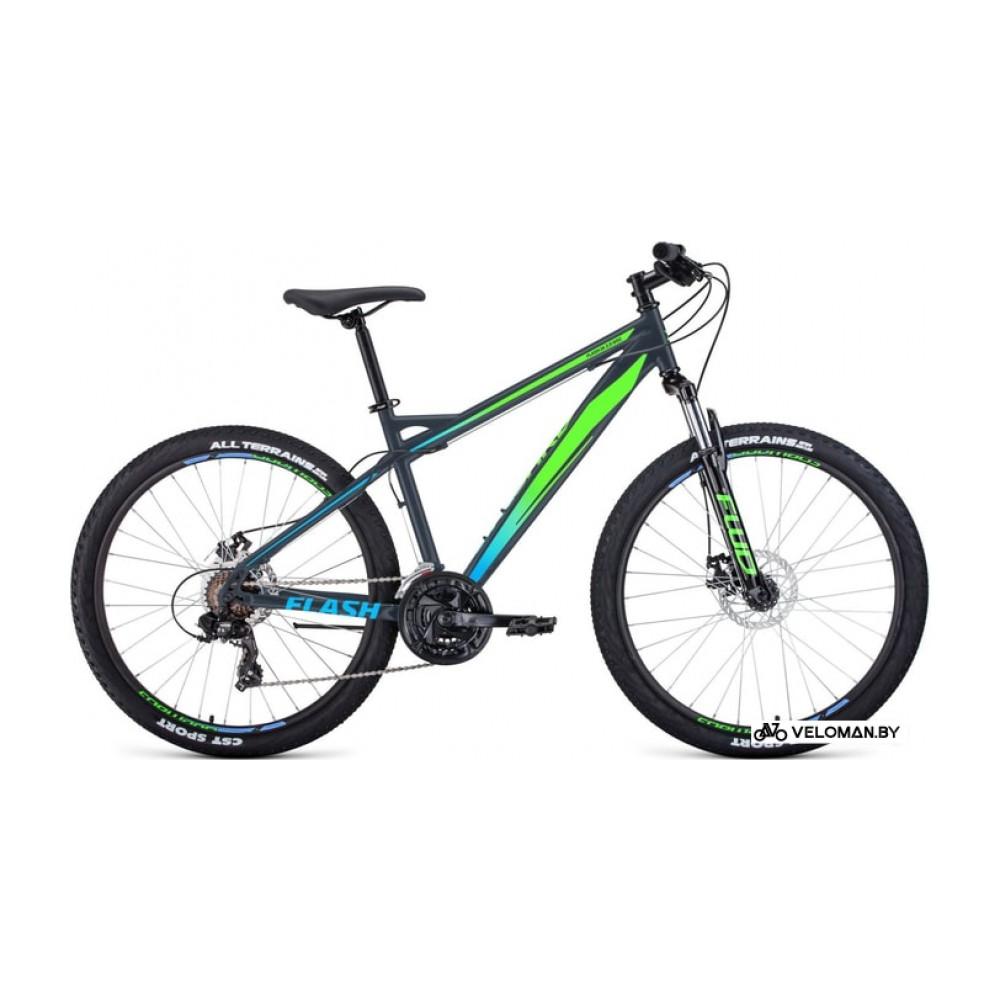 Велосипед Forward Flash 26 2.0 disc р.15 2020 (темно-серый/зеленый)