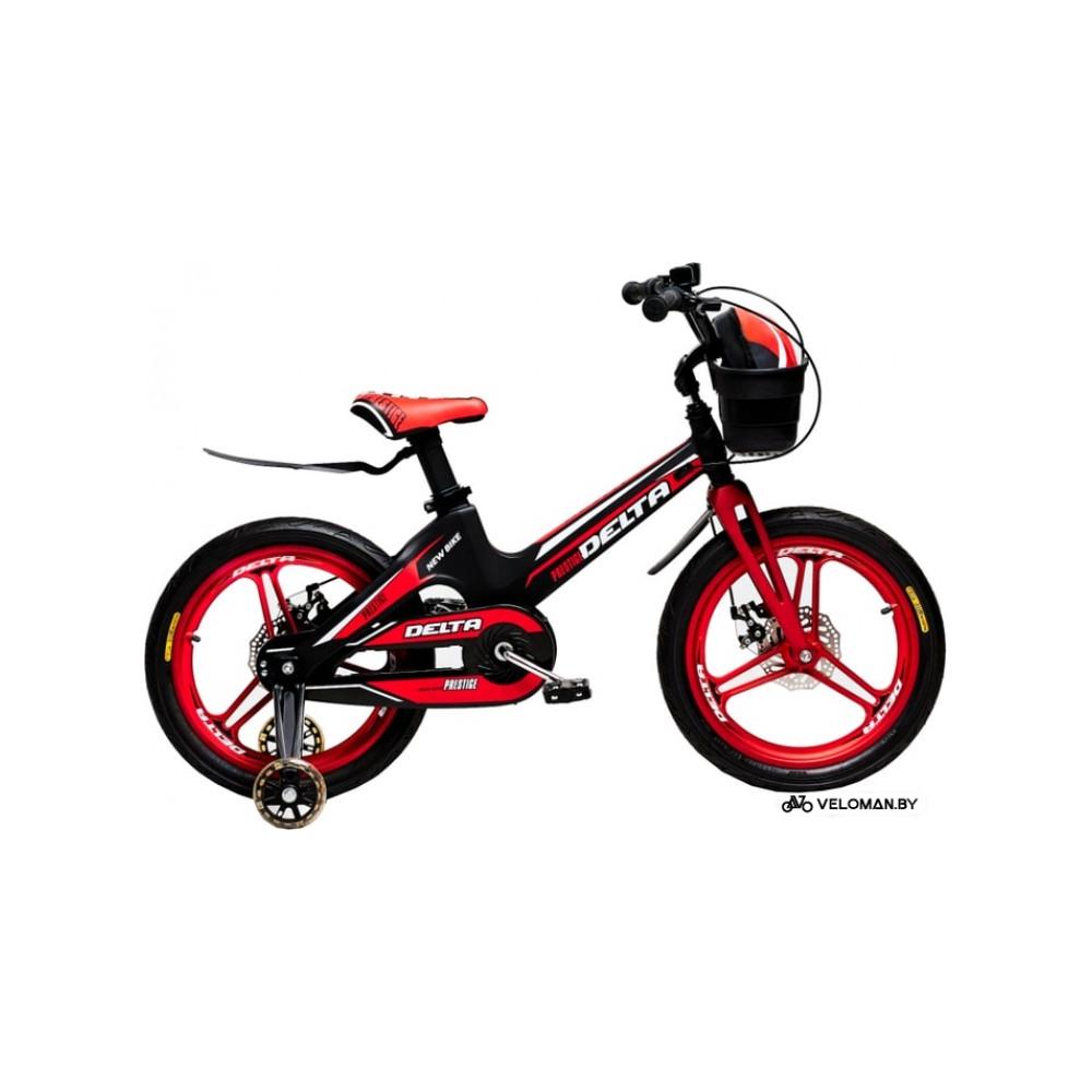 Детский велосипед Delta Prestige D 18" + шлем 2020 (черный/красный)
