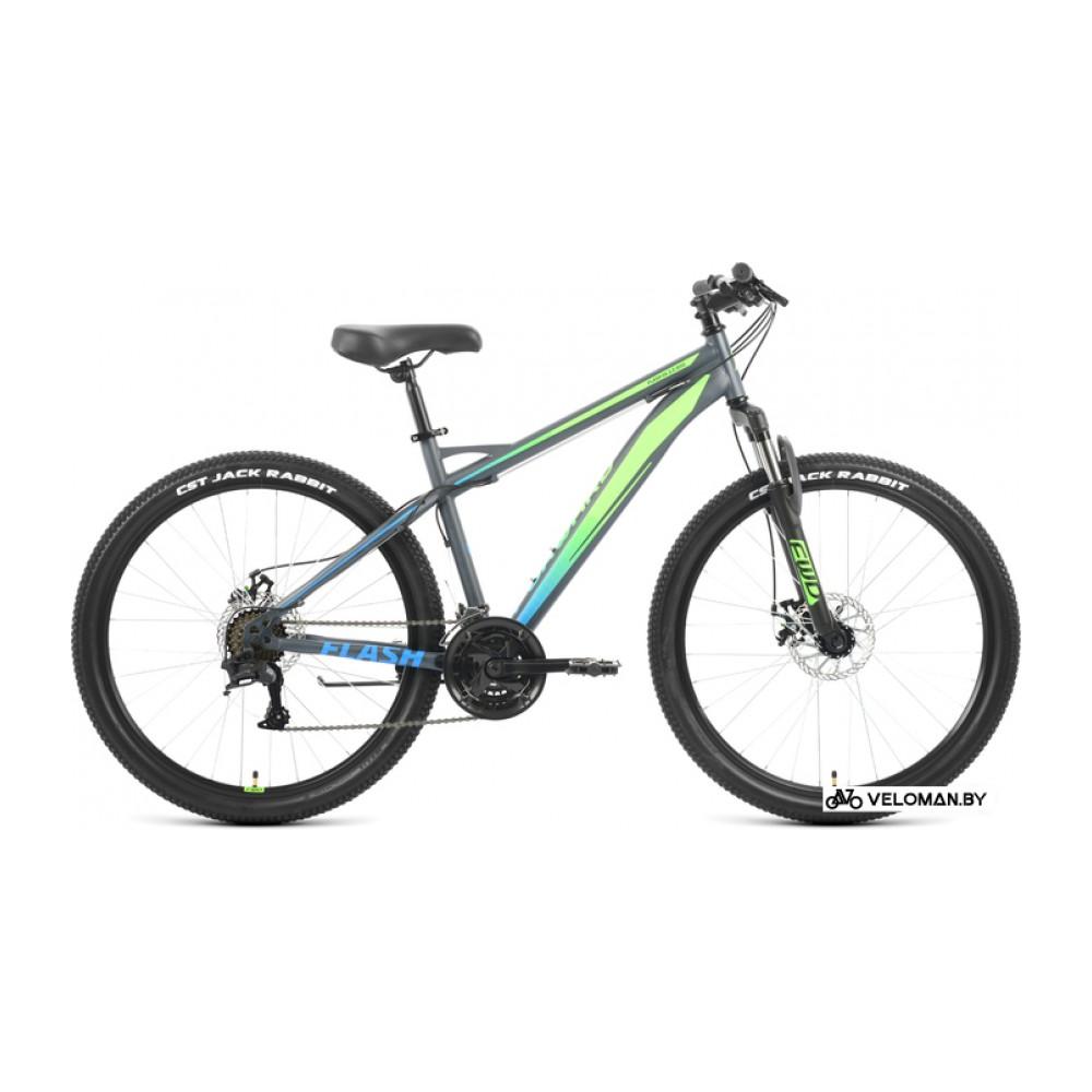 Велосипед горный Forward Flash 26 2.2 D р.15 2022 (серый матовый/ярко-зеленый)