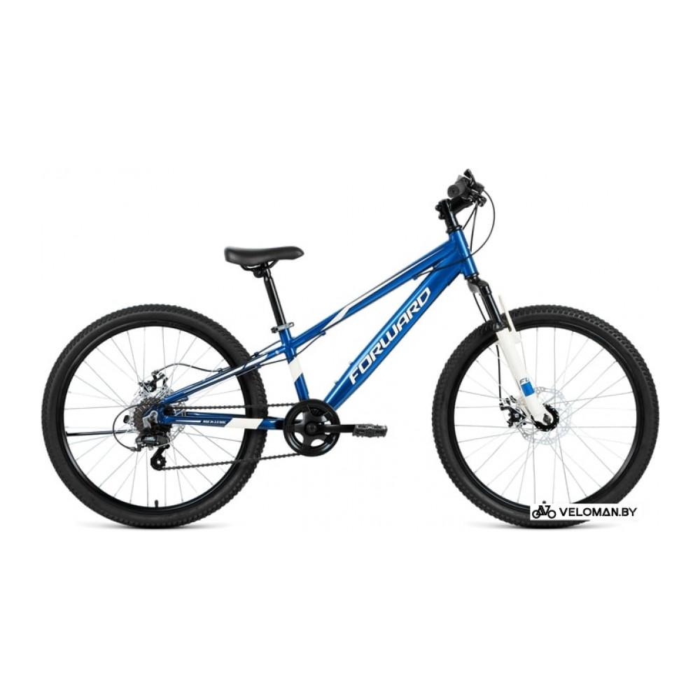 Велосипед горный Forward Rise 24 2.0 disc 2021 (синий/белый)
