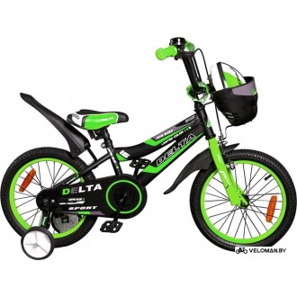 Детский велосипед Delta Sport 16 (черный/зеленый, 2019)