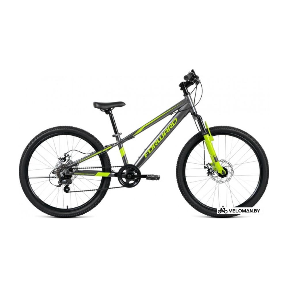 Велосипед горный Forward Rise 24 2.0 disc 2021 (серый/зеленый)