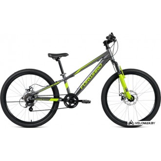 Велосипед горный Forward Rise 24 2.0 disc 2021 (серый/зеленый)