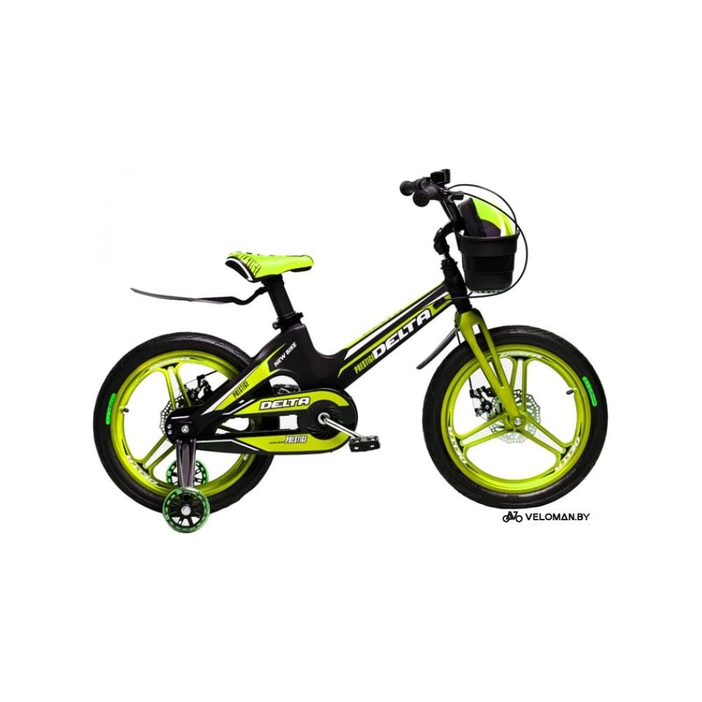 Детский велосипед Delta Prestige D 18" + шлем 2020 (черный/зеленый)