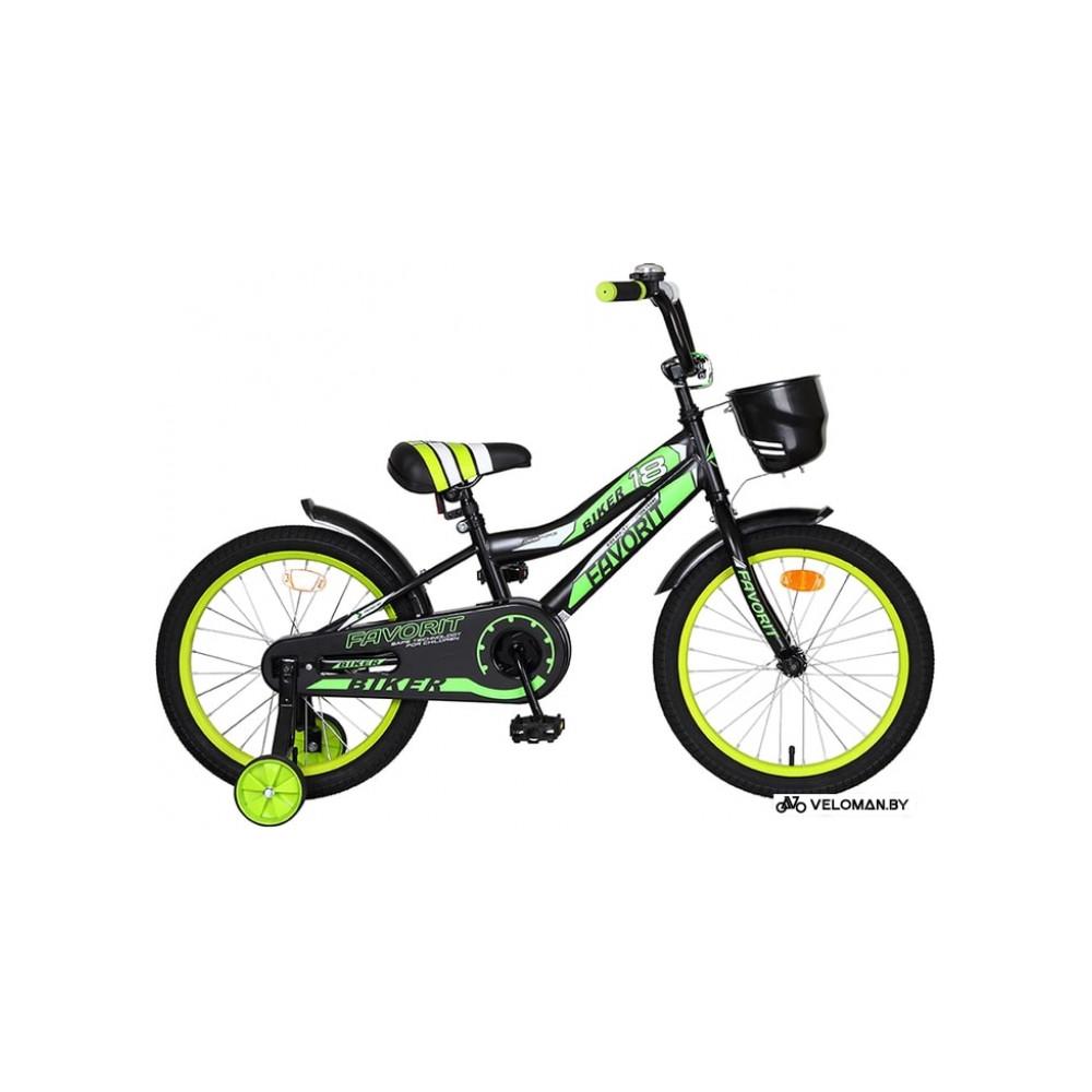 Детский велосипед Favorit Biker 18 (черный/зеленый, 2019)