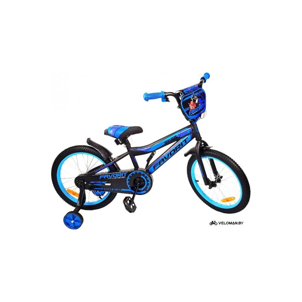 Детский велосипед Favorit Biker 18 (черный/синий, 2019)
