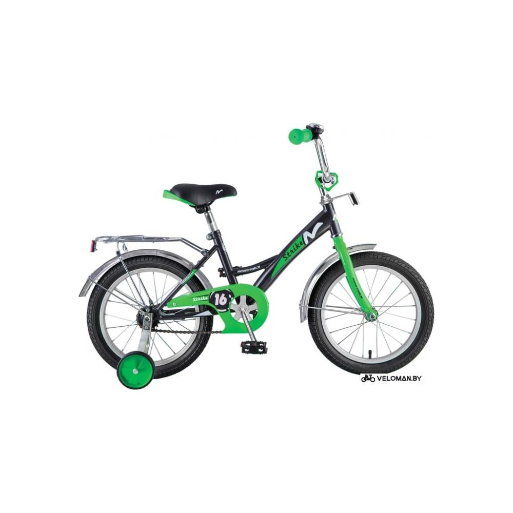 Детский велосипед Novatrack Strike 14 (черный/зеленый)