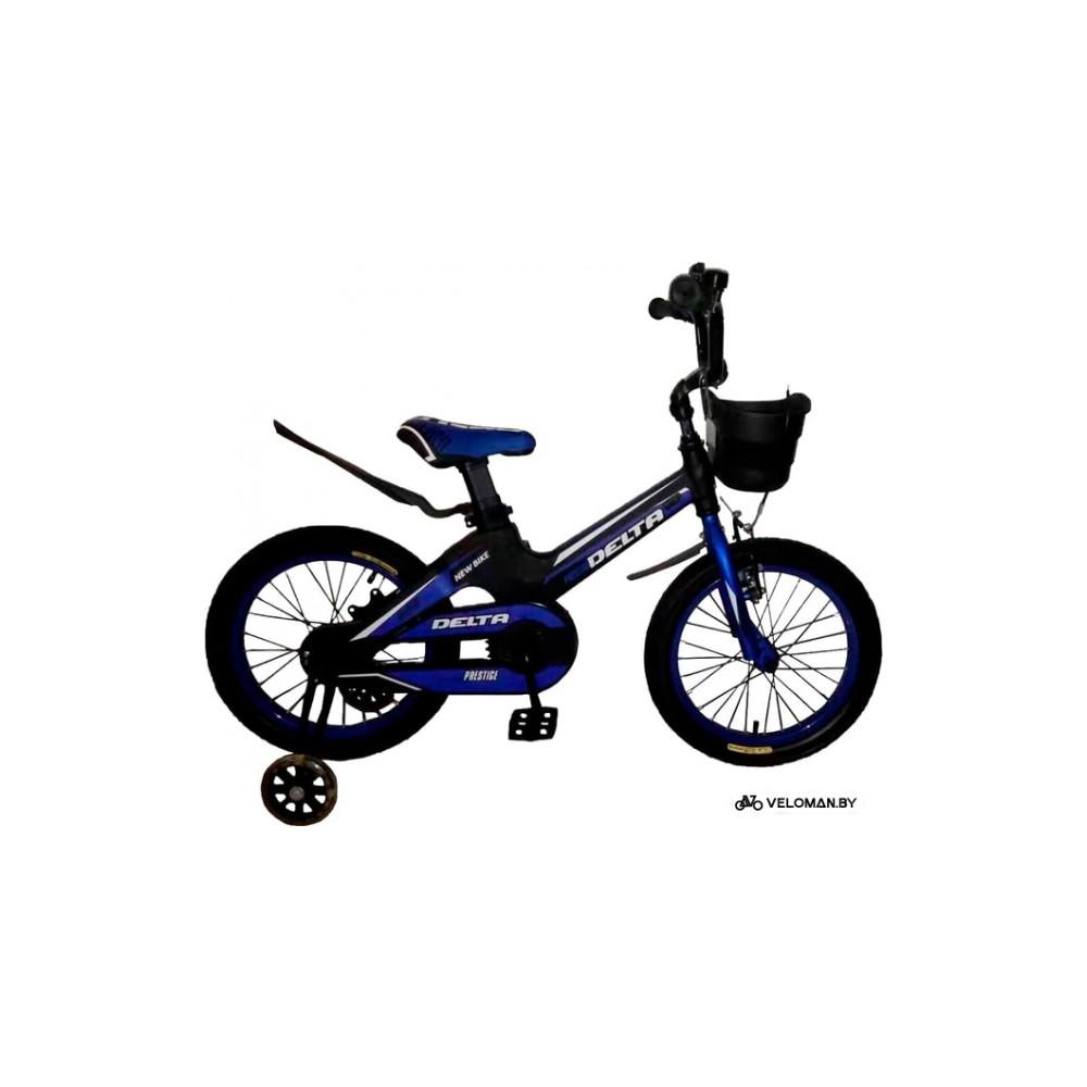 Детский велосипед Delta Prestige 16" + шлем 2020 (черный/синий)