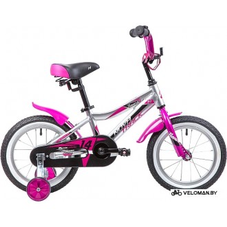 Детский велосипед Novatrack Novara 14 (серебристый/розовый, 2019)