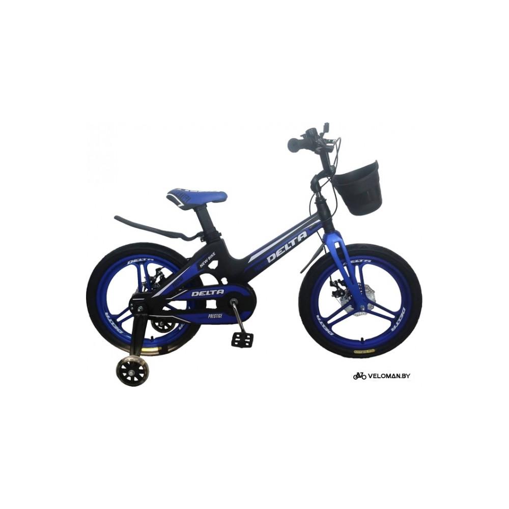 Детский велосипед Delta Prestige D 18" + шлем 2020 (черный/синий)