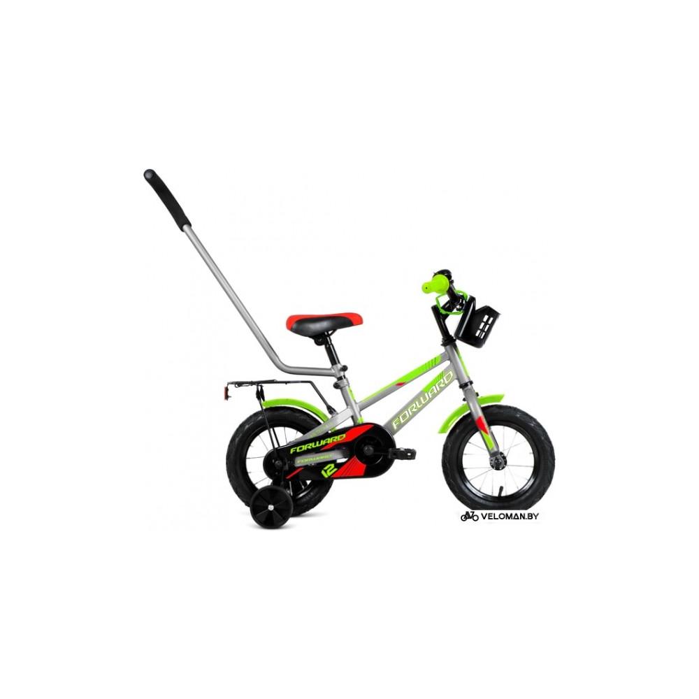 Детский велосипед Forward Meteor 12 2021 (серый/зеленый)
