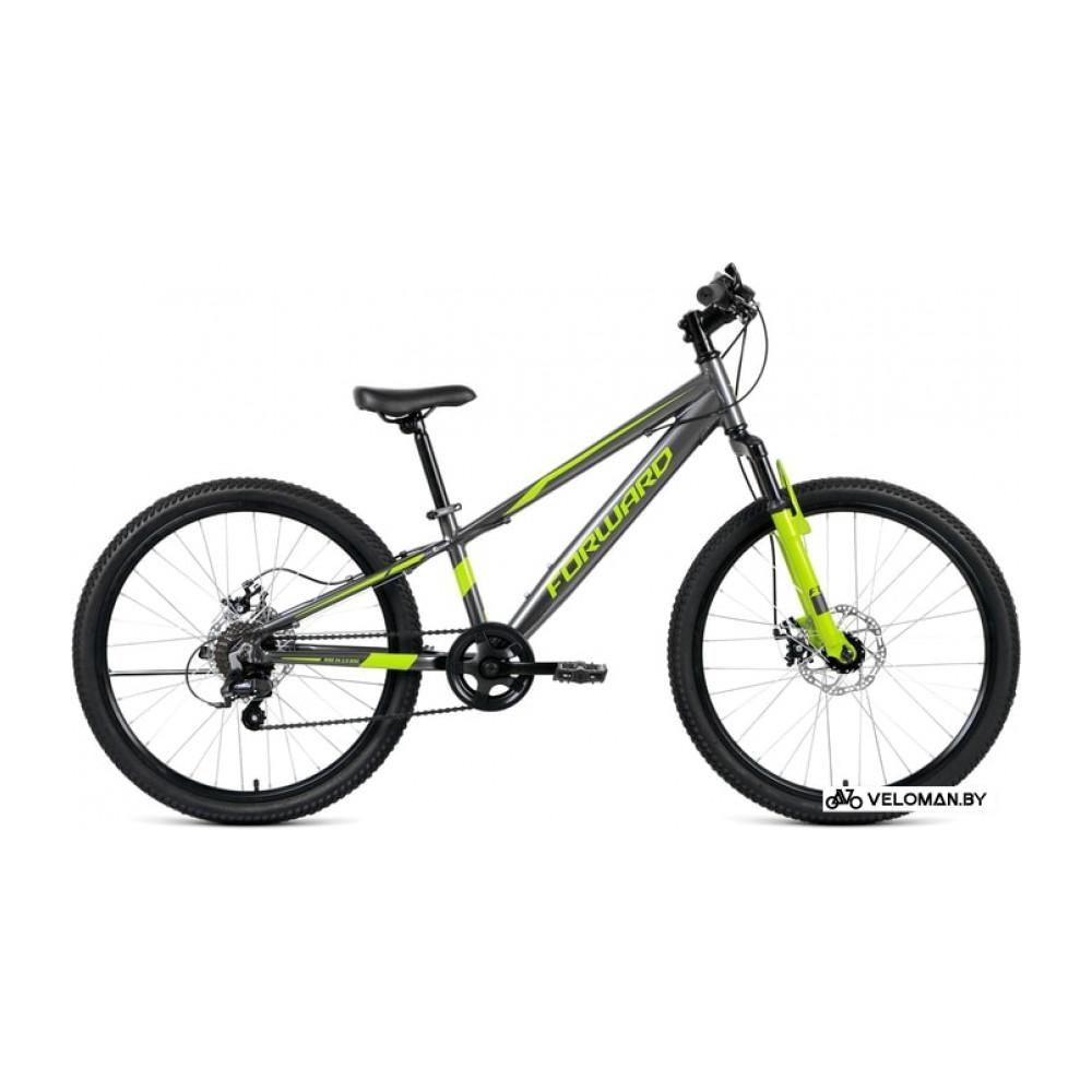 Велосипед горный Forward Rise 24 2.0 disc 2020 (серый/зеленый)