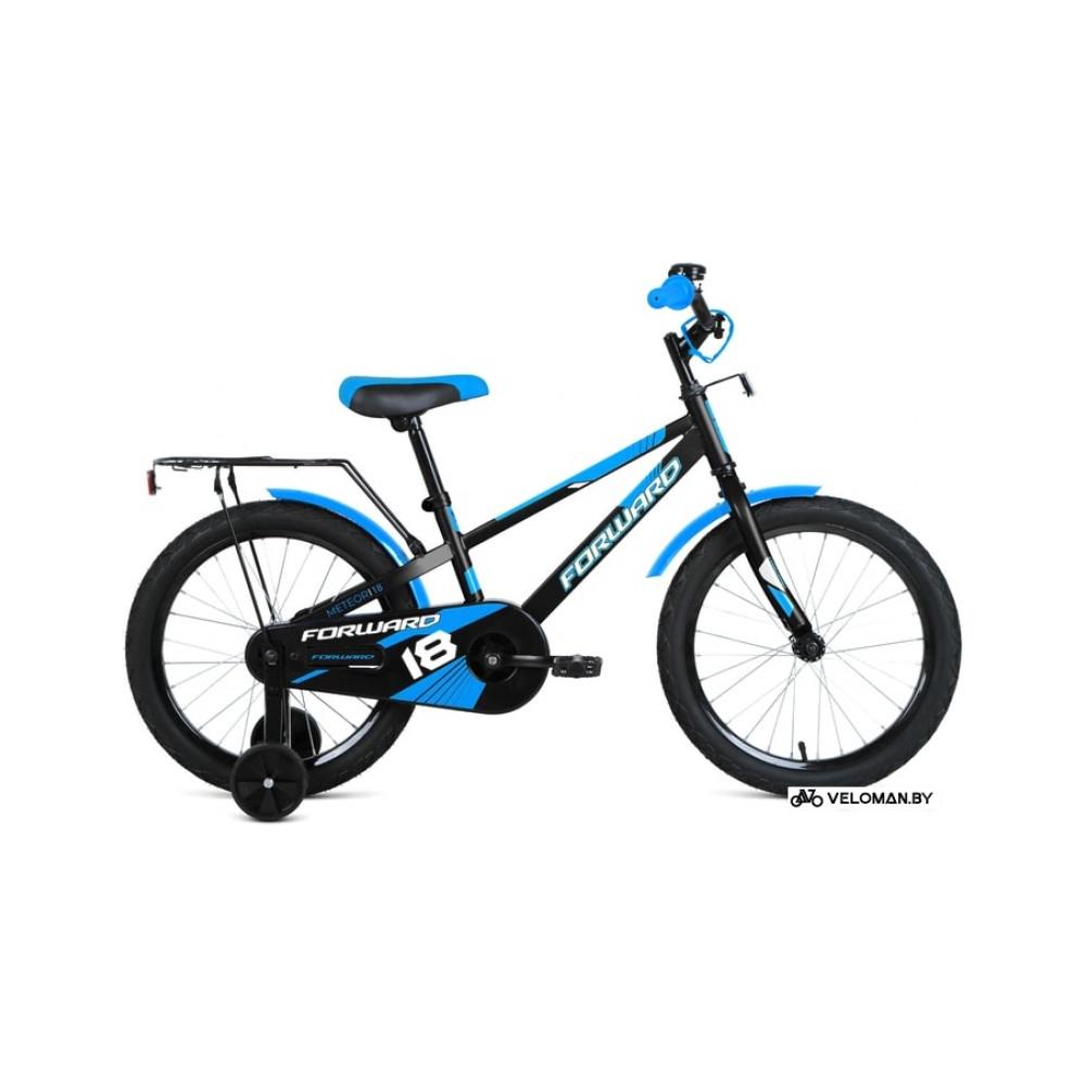 Детский велосипед Forward Meteor 18 2021 (черный/голубой)