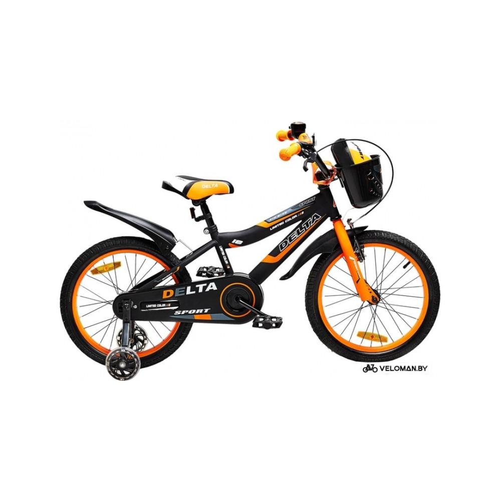 Детский велосипед Delta Sport 18 2020 (черный/оранжевый)
