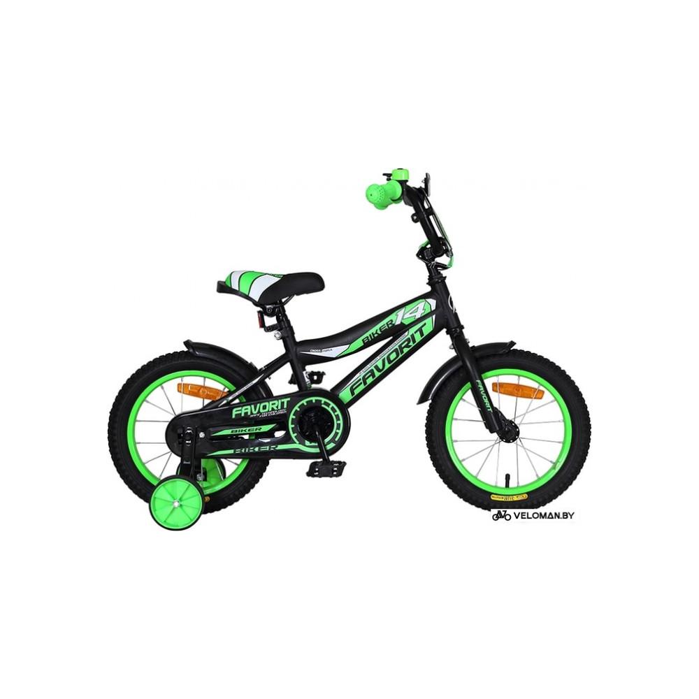 Детский велосипед Favorit Biker 14 2020 (черный/зеленый)
