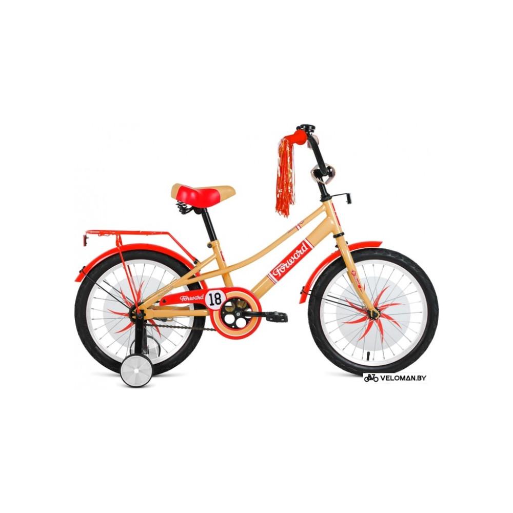 Детский велосипед Forward Azure 18 2021 (бежевый/красный)