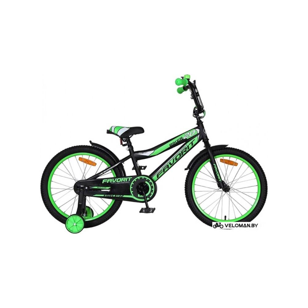 Детский велосипед Favorit Biker 20 2020 (черный/зеленый)