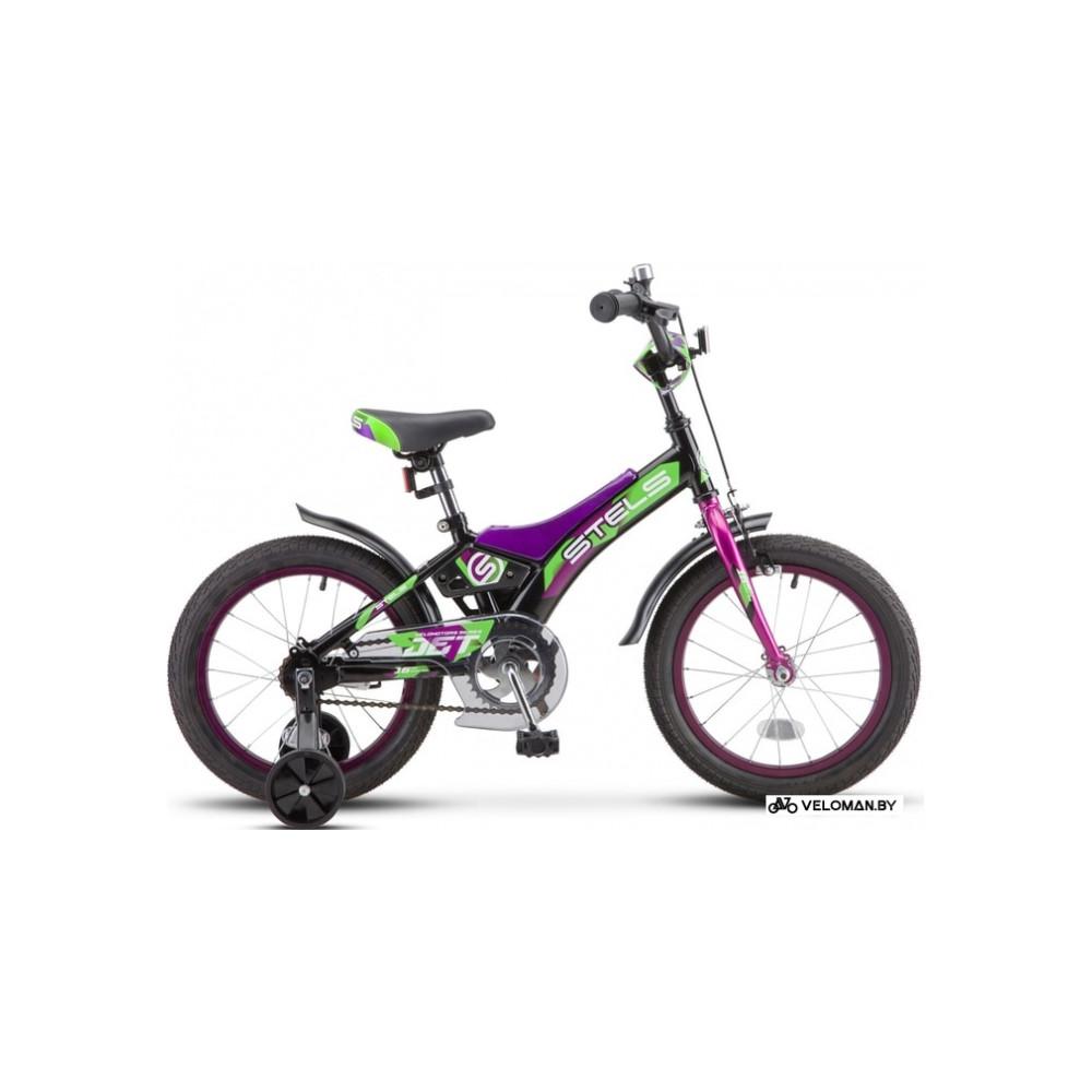 Детский велосипед Stels Jet 16 Z010 2020 (черный/фиолетовый/зеленый)
