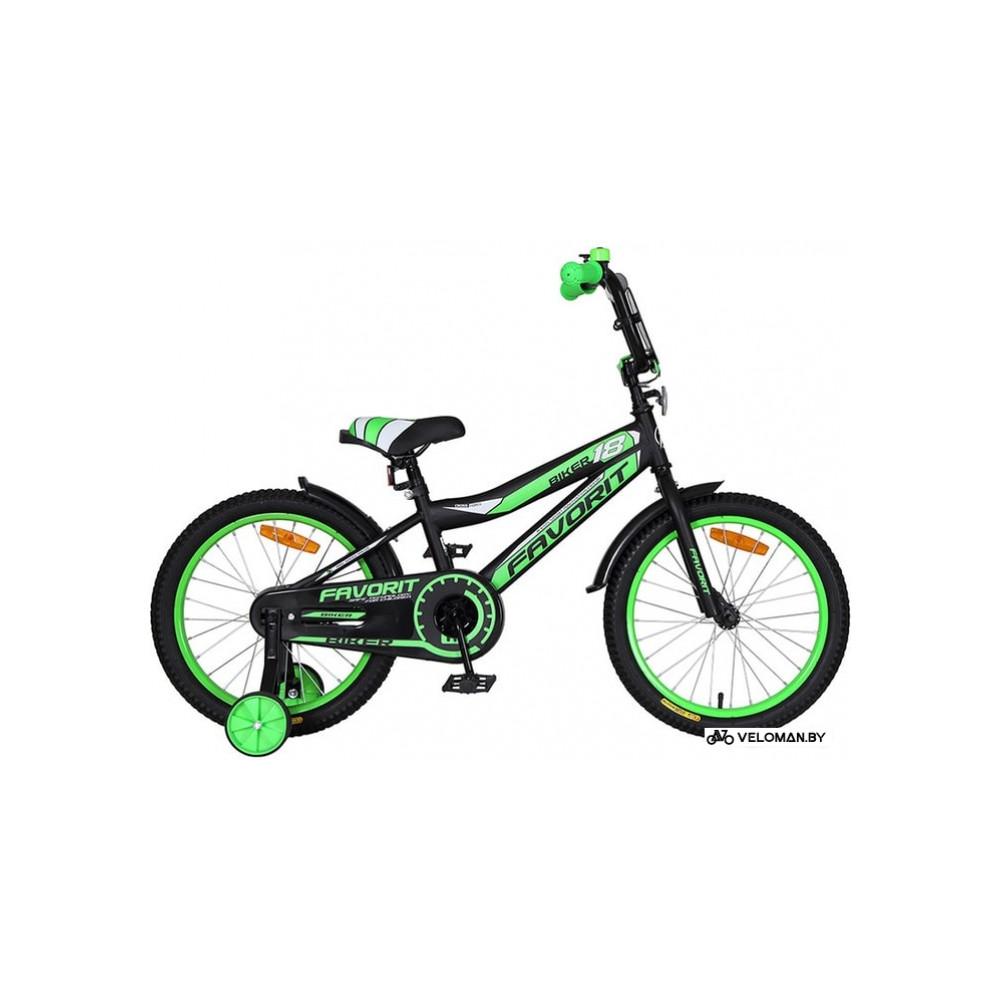 Детский велосипед Favorit Biker 18 2020 (черный/зеленый)