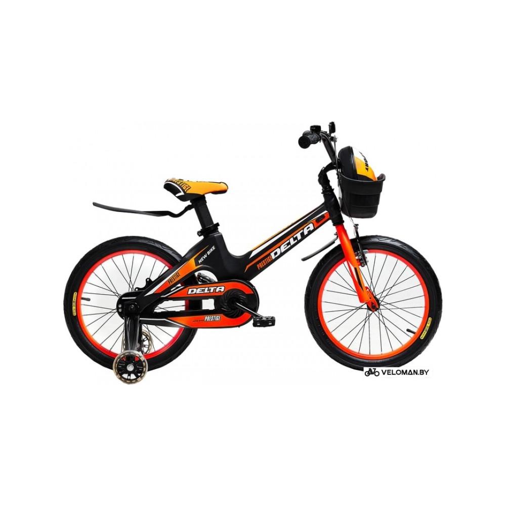 Детский велосипед Delta Prestige 16" + шлем 2020 (черный/оранжевый)