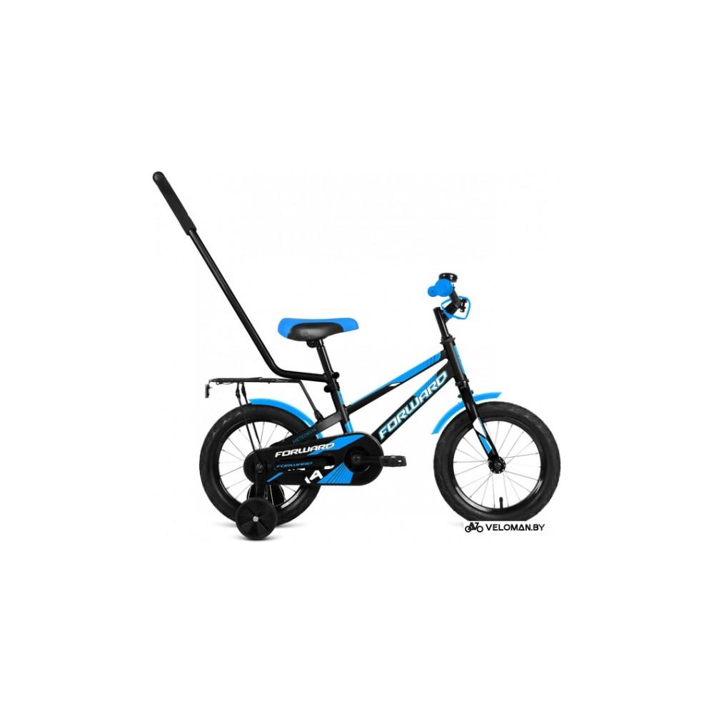 Детский велосипед Forward Meteor 14 2021 (черный/голубой)