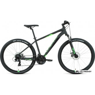 Велосипед горный Forward Apache 27.5 2.2 S disc р.19 2021 (черный матовый/зеленый)