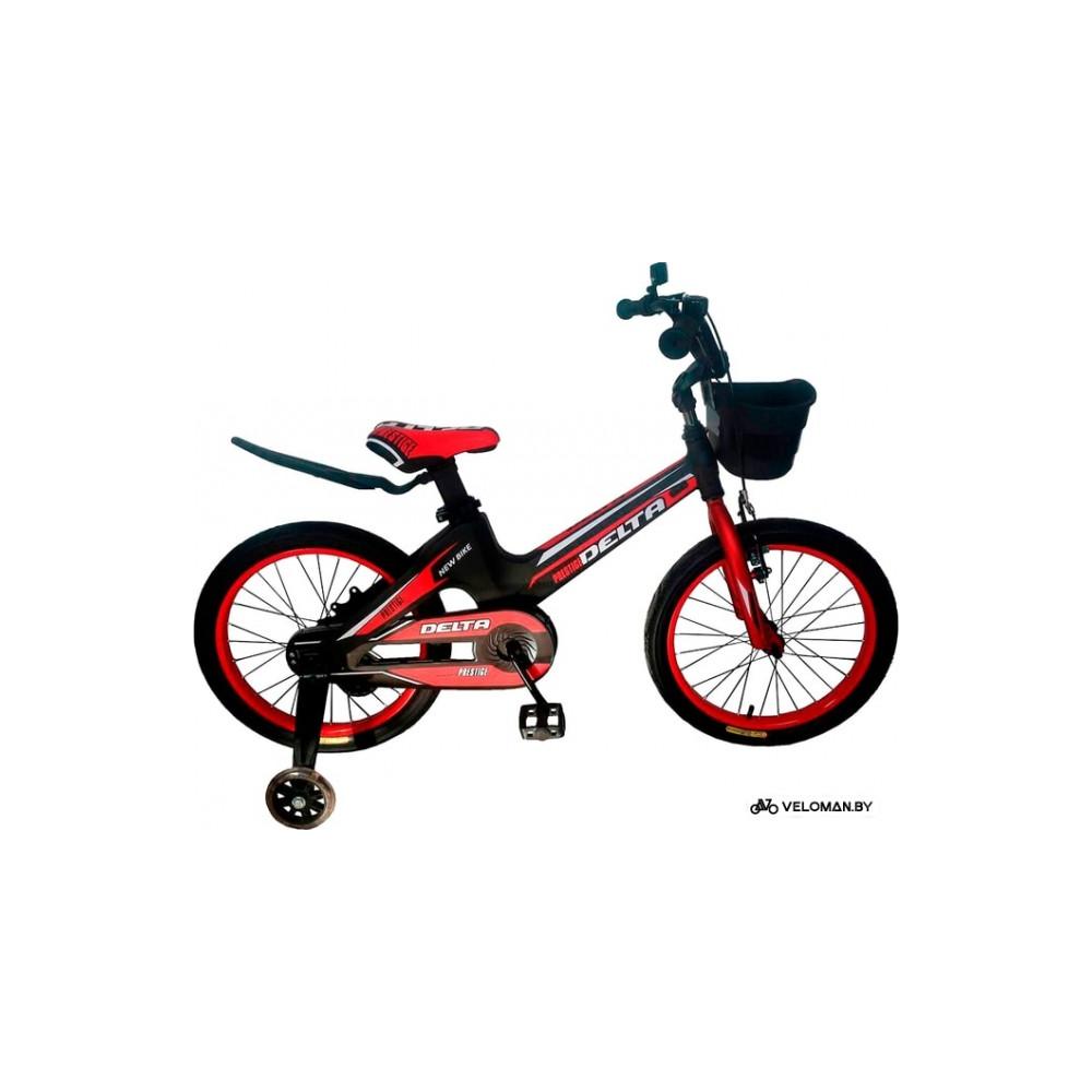 Детский велосипед Delta Prestige 18" + шлем 2020 (черный/красный)