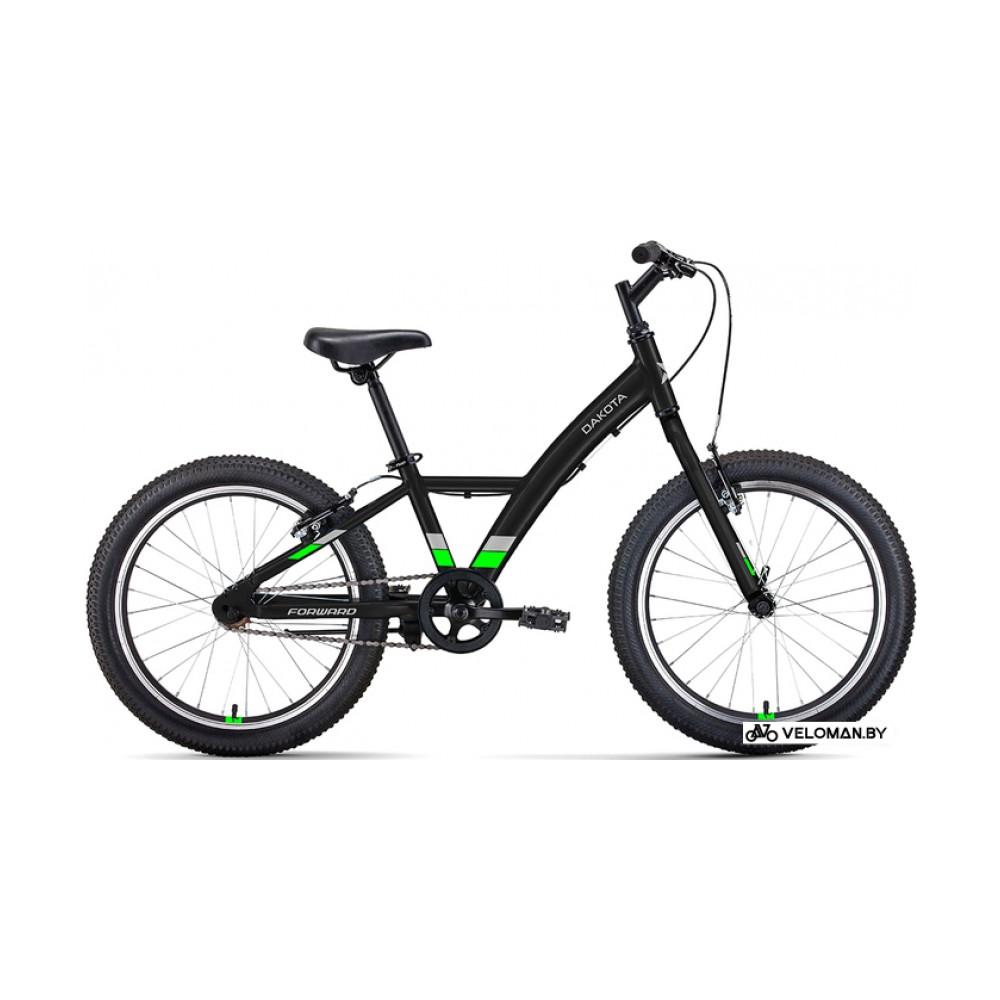 Детский велосипед Forward Dakota 20 1.0 2022 (черный/ярко-зеленый)