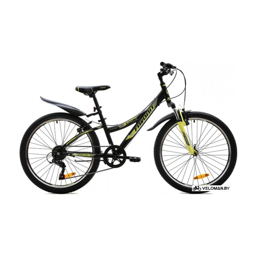 Велосипед горный Favorit Space 24 V 2020 (черный/зеленый)