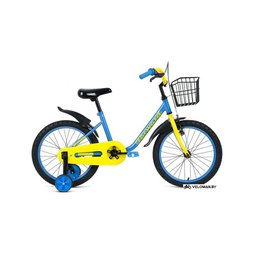 Детский велосипед Forward Barrio 18 2021 (голубой/желтый)