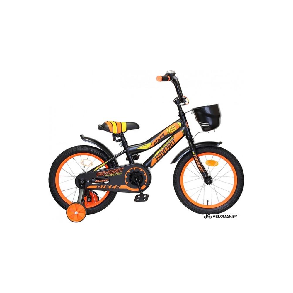 Детский велосипед Favorit Biker 16 (черный/оранжевый, 2019)