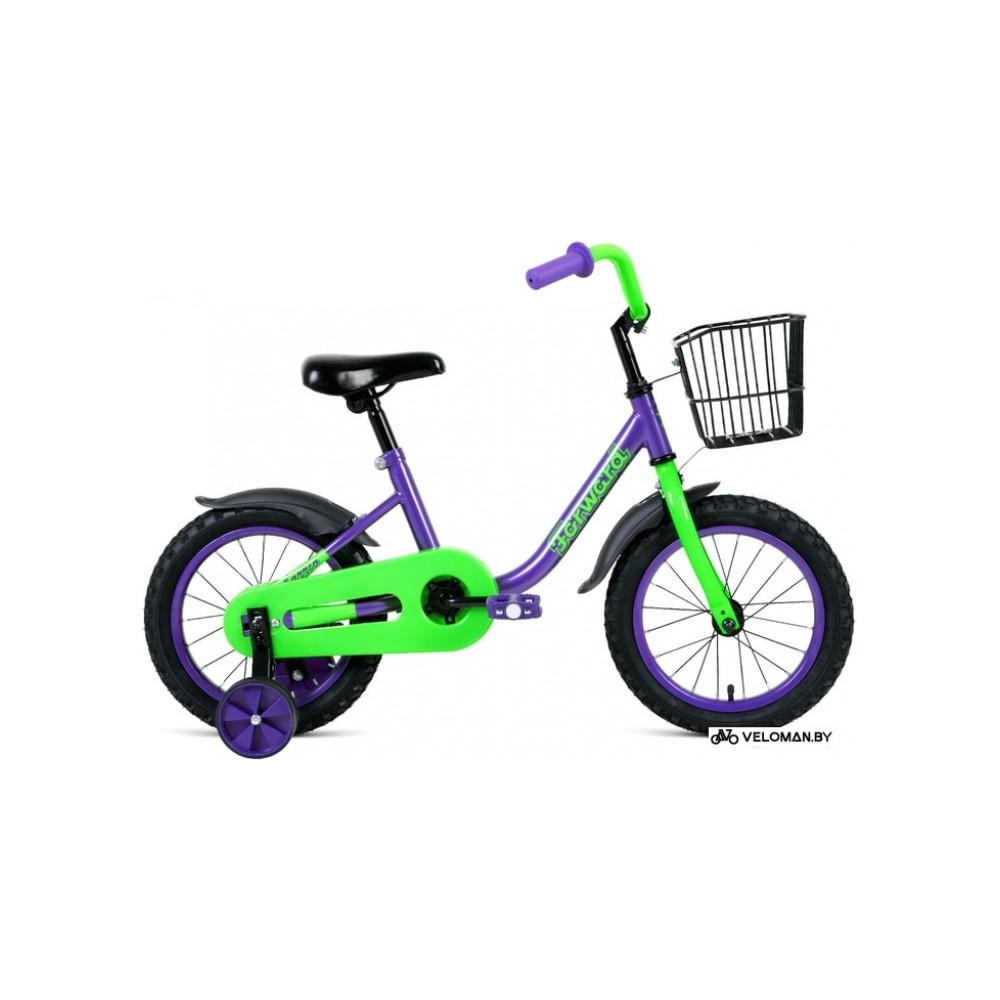 Детский велосипед Forward Barrio 16 2021 (фиолетовый/зеленый)